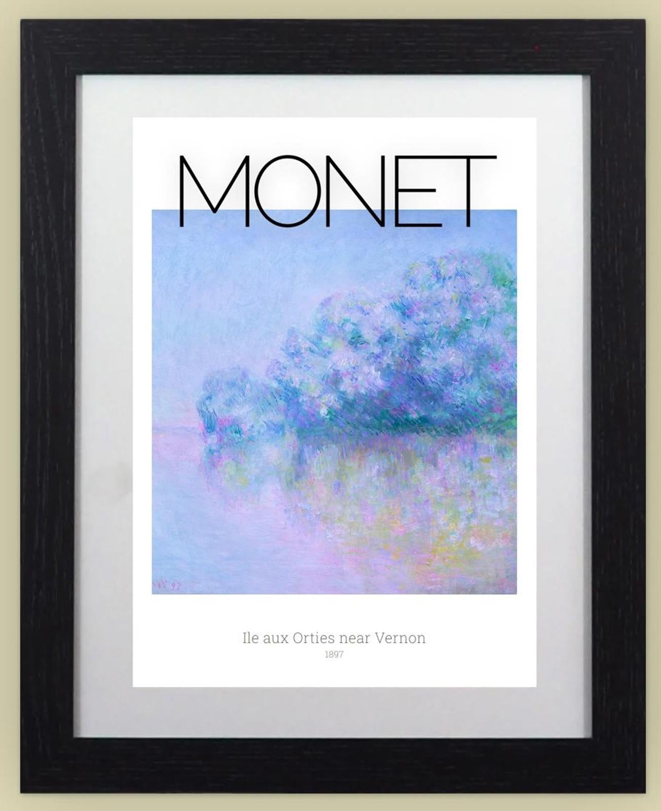 Framed Monet Ile aux Orties near Vernon Art Print 11x14" Frame, A4 Print
