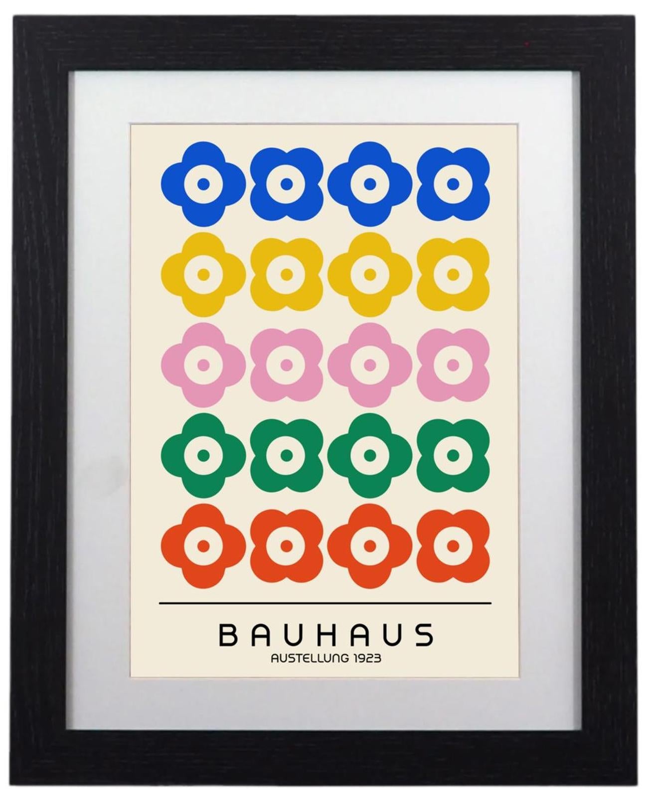 Bauhaus Inspired Floral Art Print: Modernist Blooms, Framed & Ready to Hang