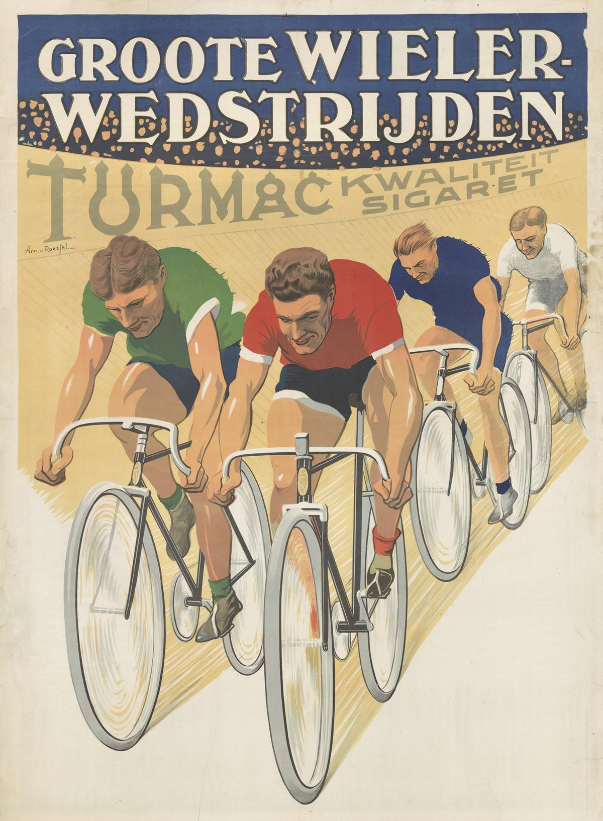 Original vintage Groote Wieler-Wedstrijden cycling art poster