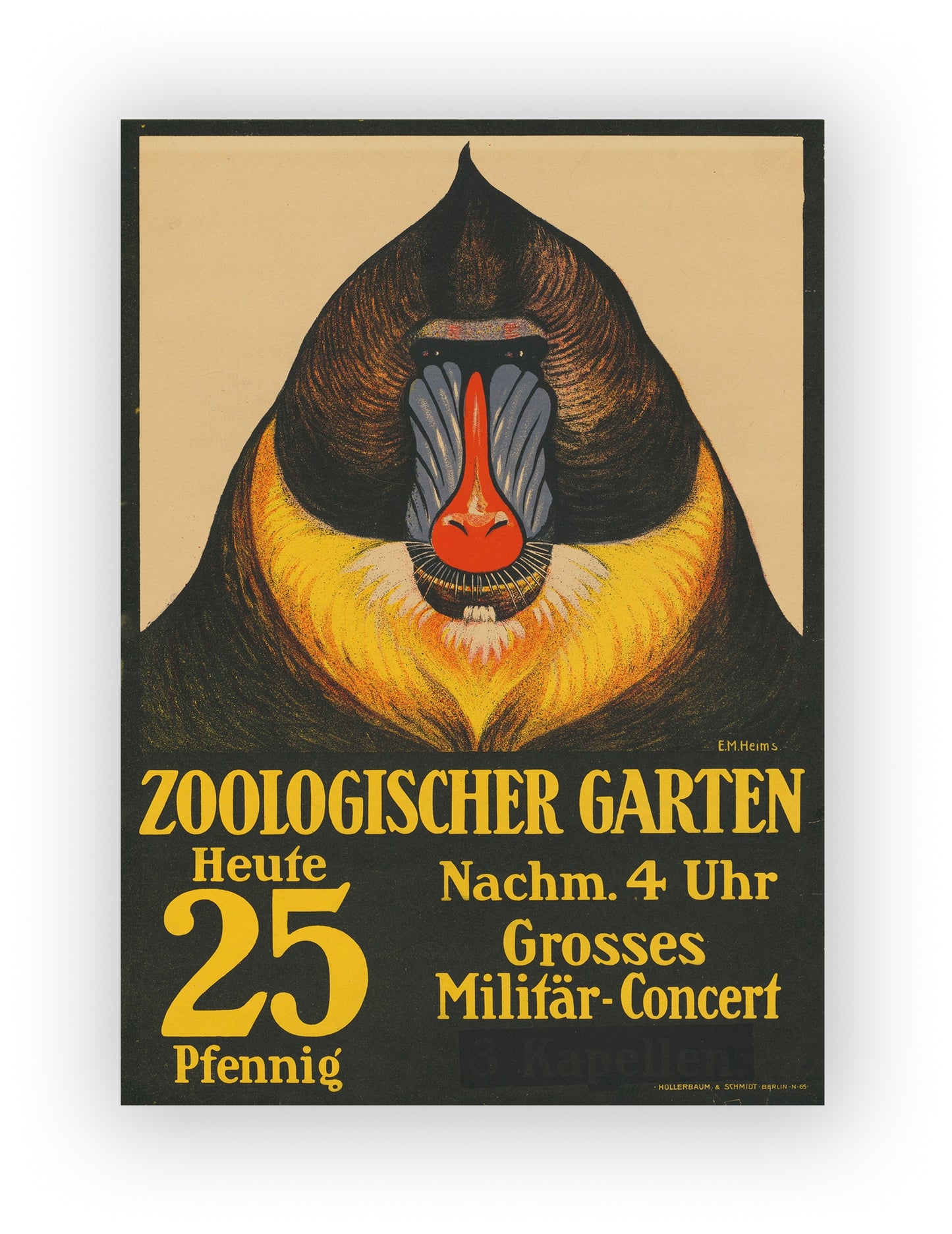 Vintage Berlin Zoo Poster Prints – Retro German Zoological Baboon Print