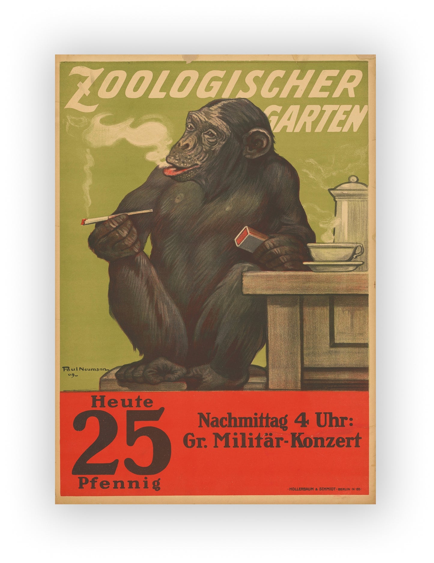 Vintage Berlin Zoo Poster Prints – Retro German Zoological Gorilla Print