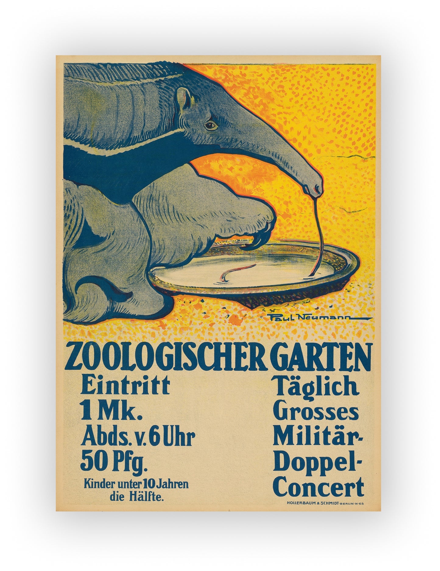 Vintage Berlin Zoo Poster Prints – Retro German Zoological Ant Eater Print