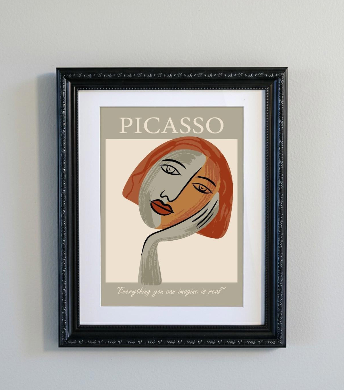 Picasso Abstract Line Art Black Ornate Frame Minimalist