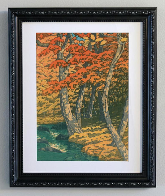 Framed Art Print Japanese Shin-hanga Autumn Woodblock Print A4 Print