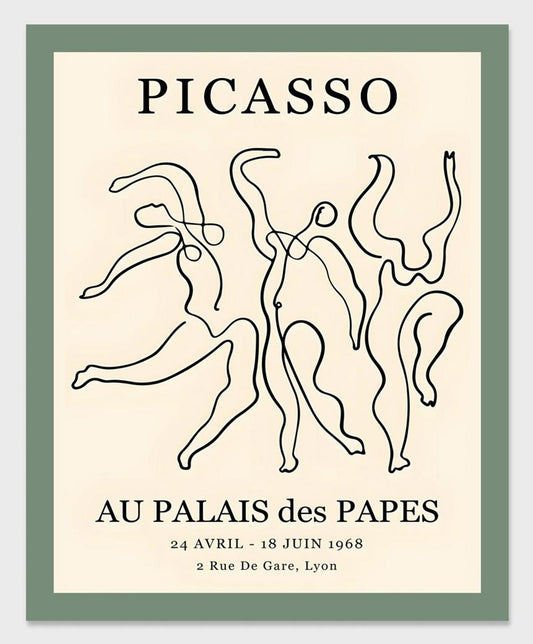A3 Picasso Exhibition Poster Dancing Figures Print - Minimalist Line Art
