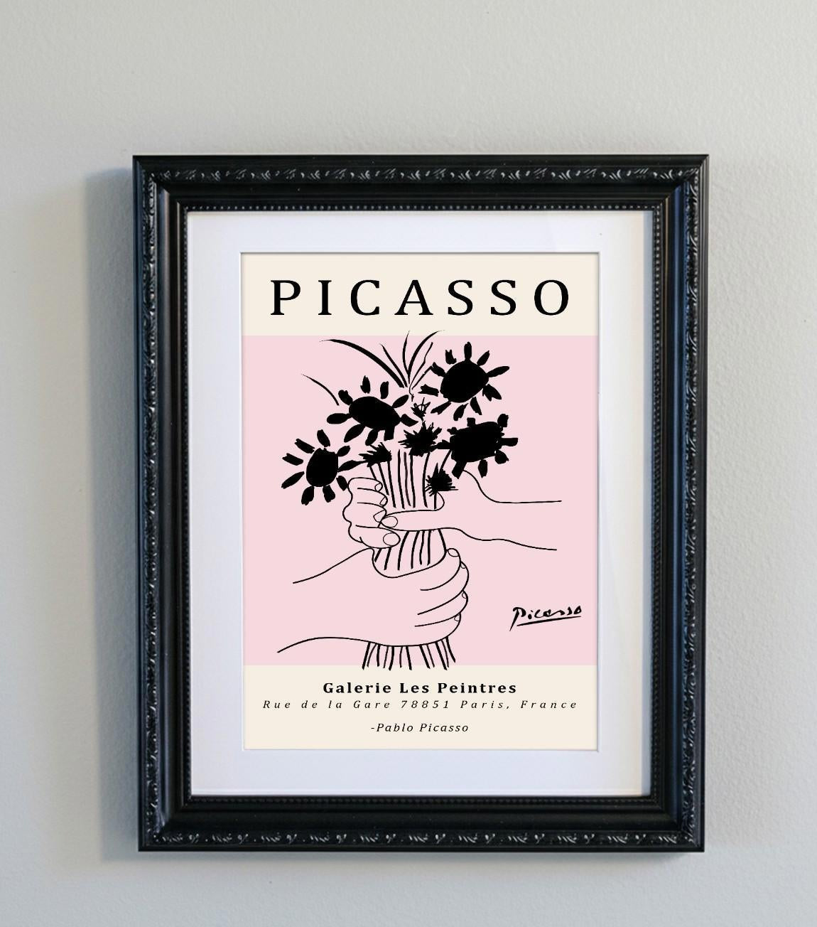 Picasso Abstract Line Art Black Ornate Frame Minimalist
