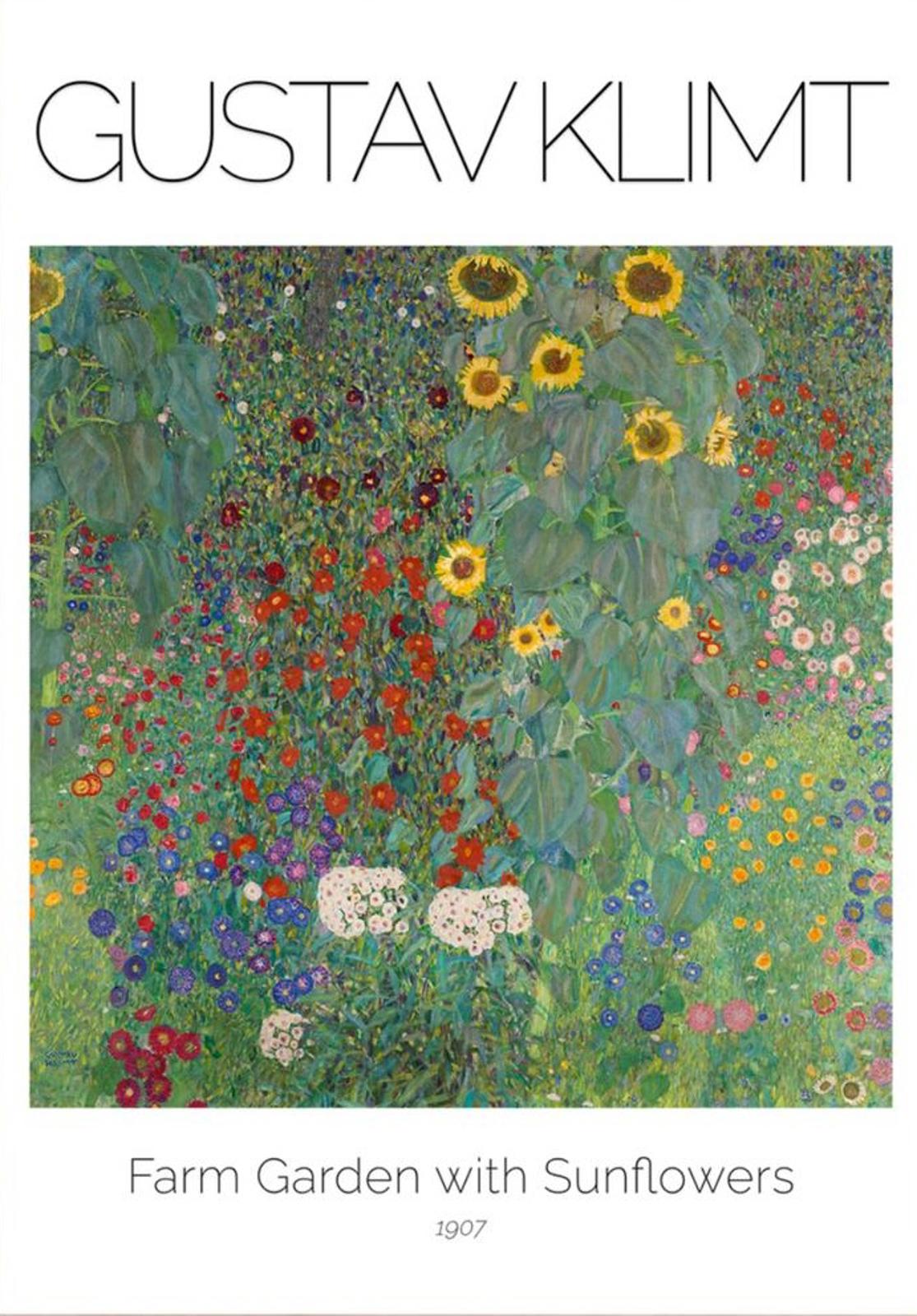 Framed Art Print Farm Garden With Sunflowers by Klimt 11"x14" Frame, A4 Print