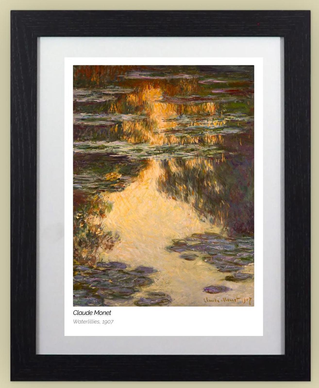 Framed Art Print Waterlilies by Claude Monet 11"x14" Frame, A4 Print