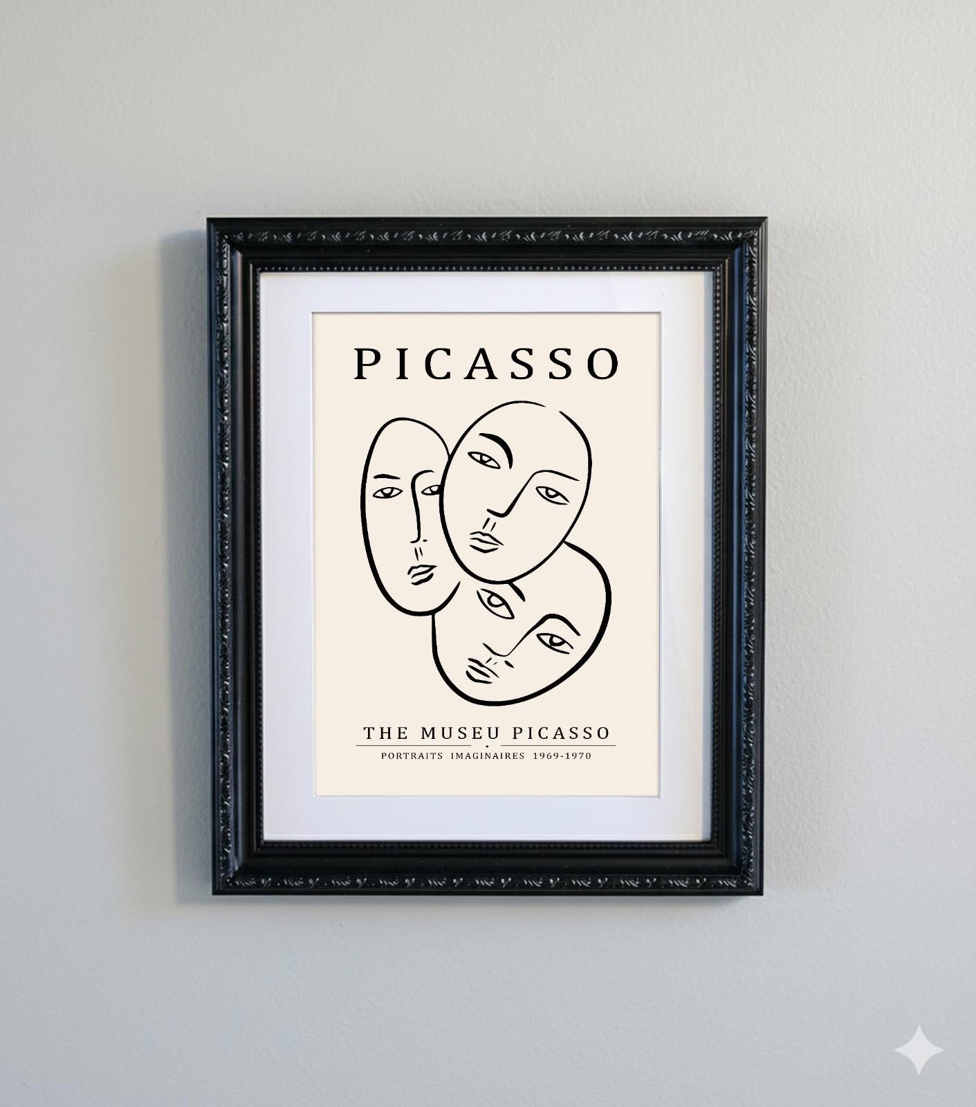 Picasso Abstract Line Art Black Ornate Frame Minimalist