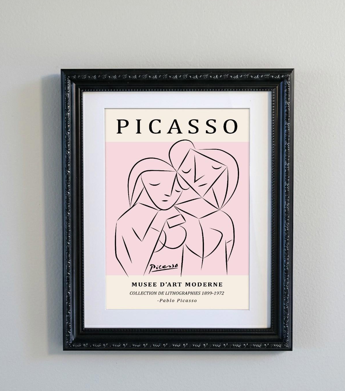 Framed Picasso Abstract Minimalist A4 Art Print Pink