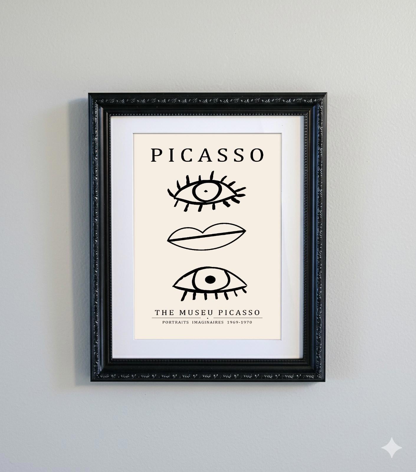 Picasso Abstract Line Art Black Ornate Frame Minimalist