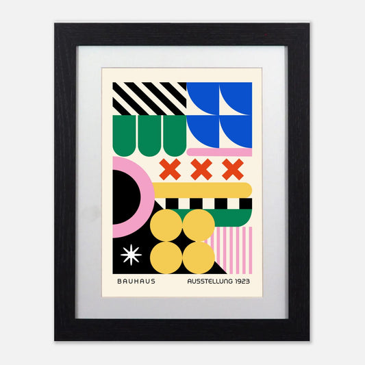 Vibrant Bauhaus Geometric Print – Framed Poster for Modern Art Lovers