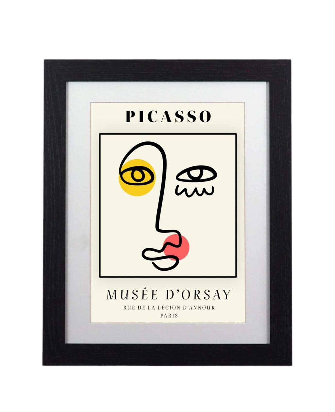 Abstract Picasso-Inspired Art Print Minimalist Musée d'Orsay Black Framed Poster