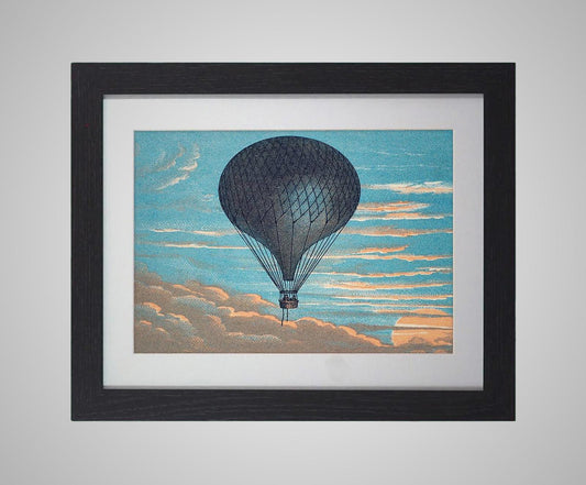 Framed Art Print La Minerve Balloon by Eugène Godard 11"x14" Black Frame