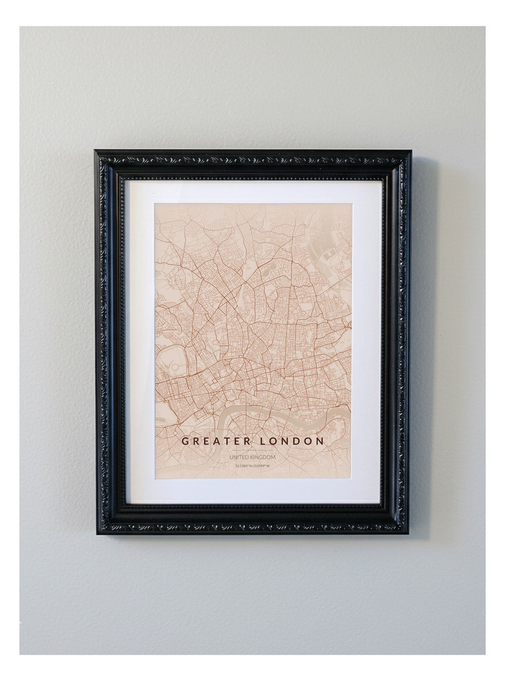 Ornate Framed London City Map Print - Copper Edition A4 Poster - Black Decorative Frame