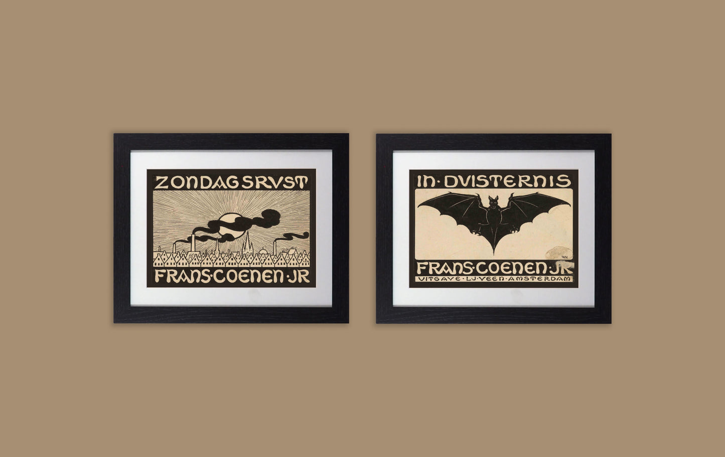 Set of 2 Framed Gothic Art Prints - Frans Coenen Jr