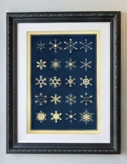 Set of 3 Framed Snowflake Prints - Ornate Back Frames