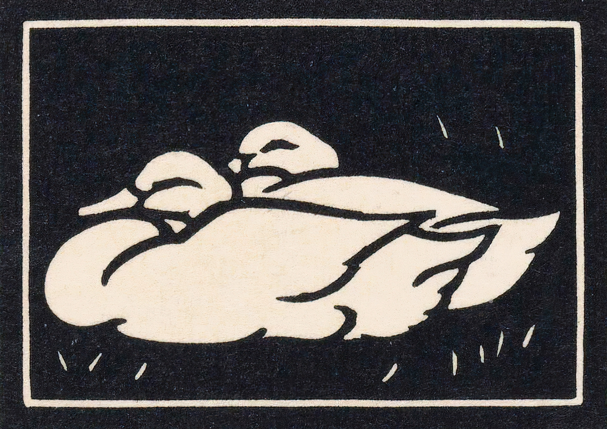Julie de Graag Sleeping Ducks Vintage Woodcut Art Print