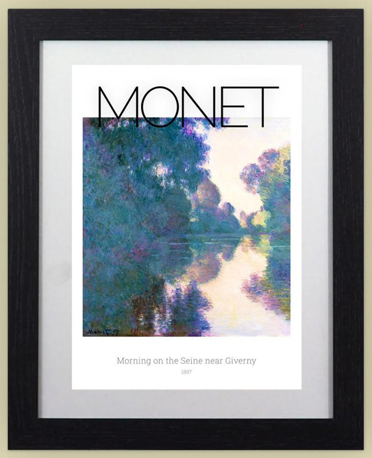 Framed Art Print Morning on the Seine by Monet - 11"x14" Black Frame A4 Print