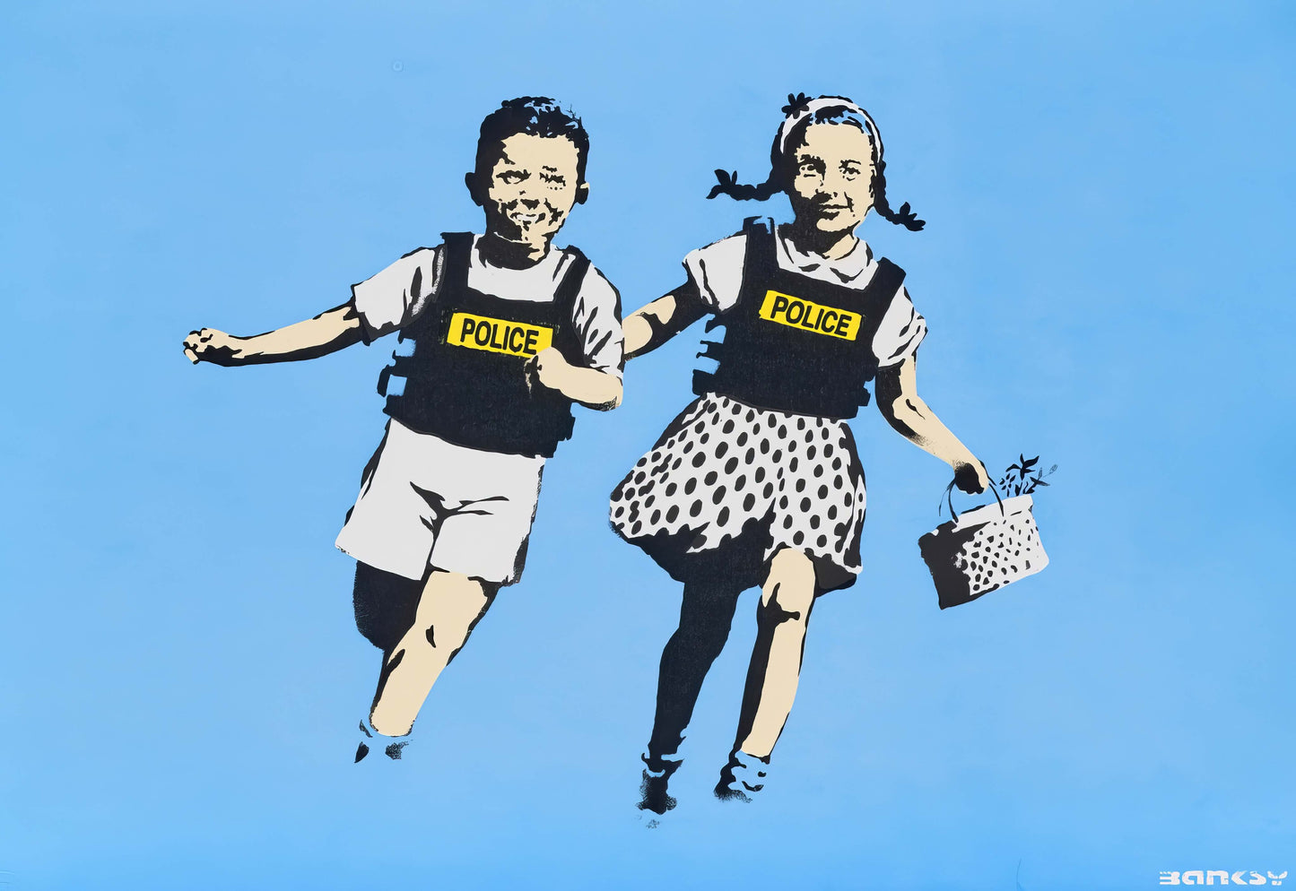 Banksy Police Vest Children Running