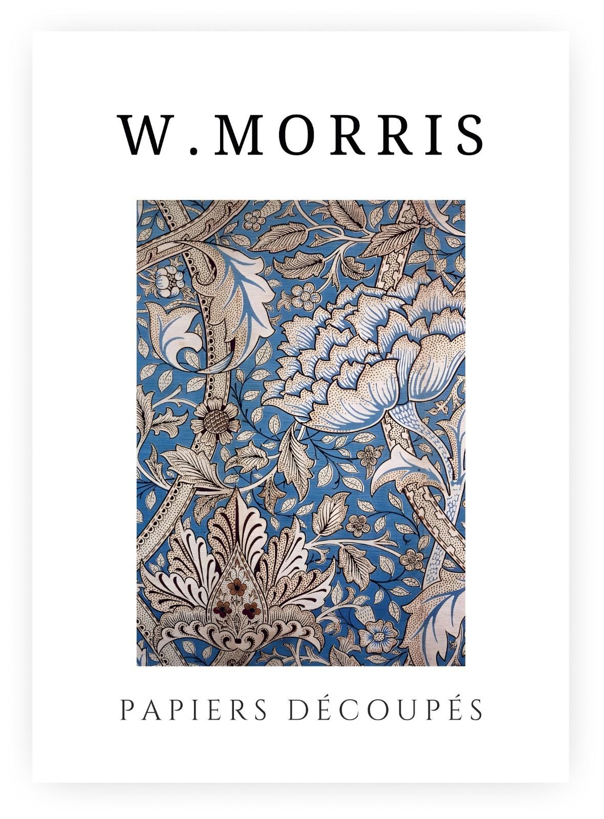 William Morris Exhibition Poster – Papiers Découpés Floral, Framed Print, Blue