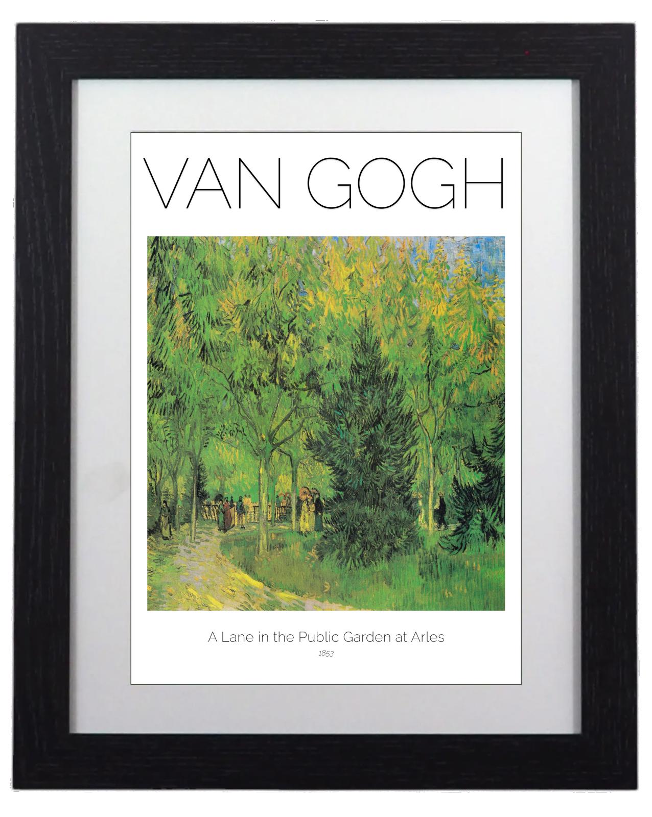 A Lane in the Public Garden at Arles - Framed Van Gogh Print 14"x11"