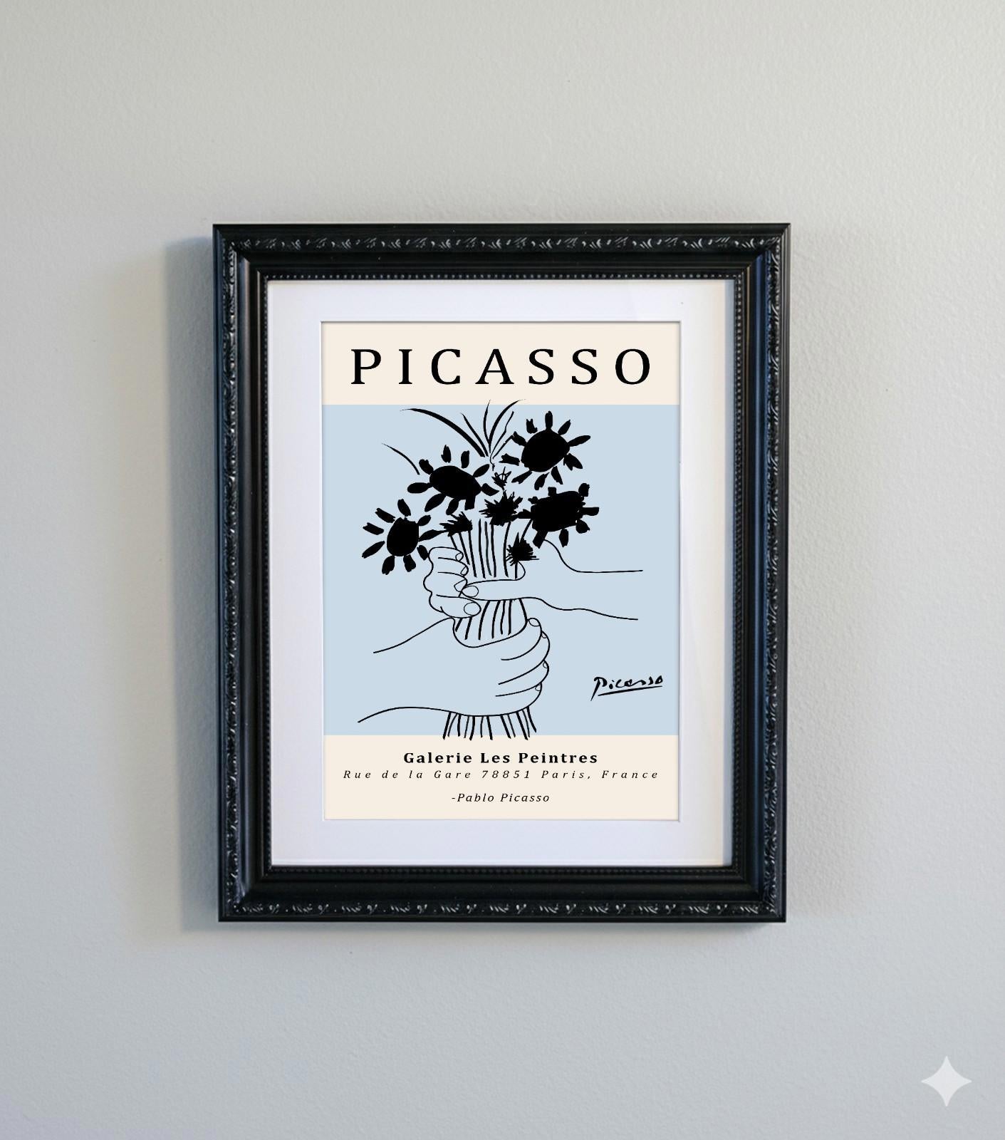 Picasso Abstract Line Art Black Ornate Frame Minimalist