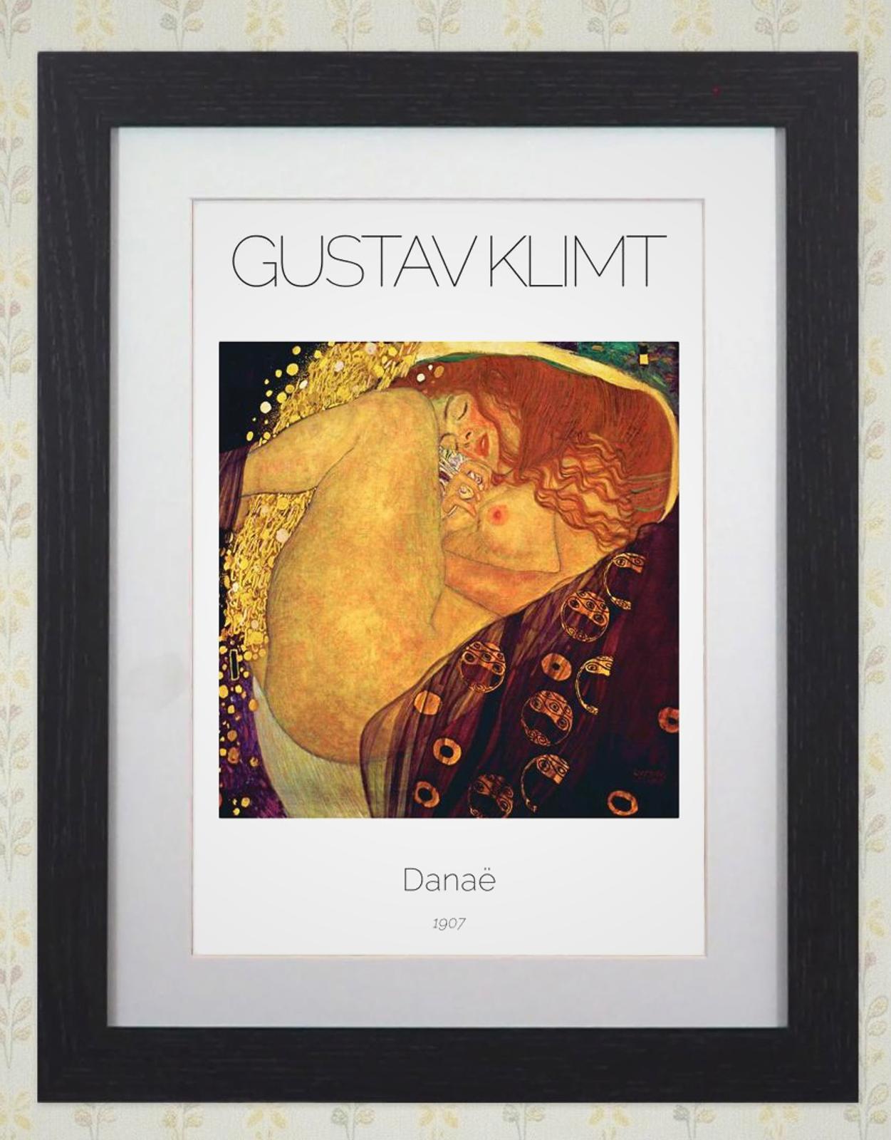 Gustav Klimt 'Danaë' Framed Art Print Poster 11x14" Black Wooden Frame