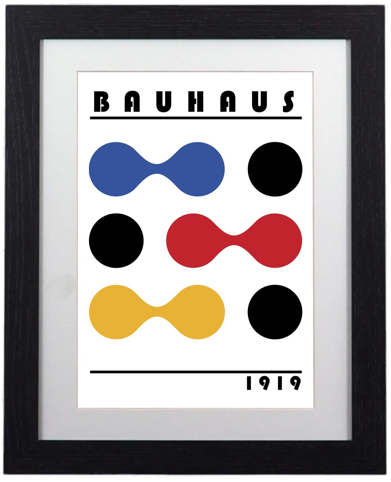 Bauhaus Abstract Art Framed Print 11"x14" Timeless Modern Design in Bold Colour