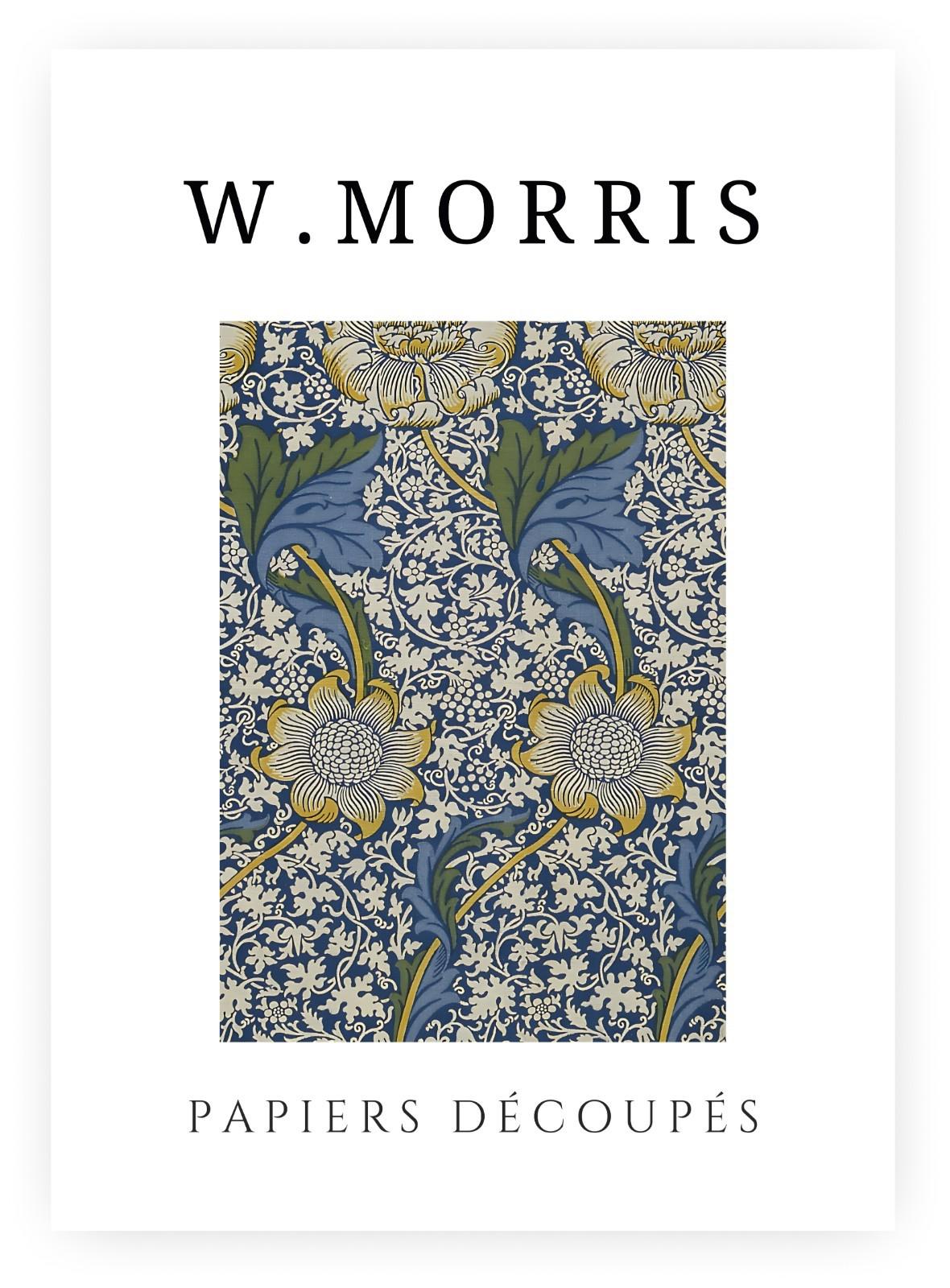 William Morris Exhibition Poster – Papiers Découpés Floral, Framed Print, Blue