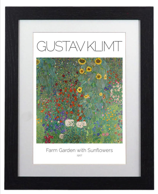 Framed Art Print Farm Garden With Sunflowers by Klimt 11"x14" Frame, A4 Print