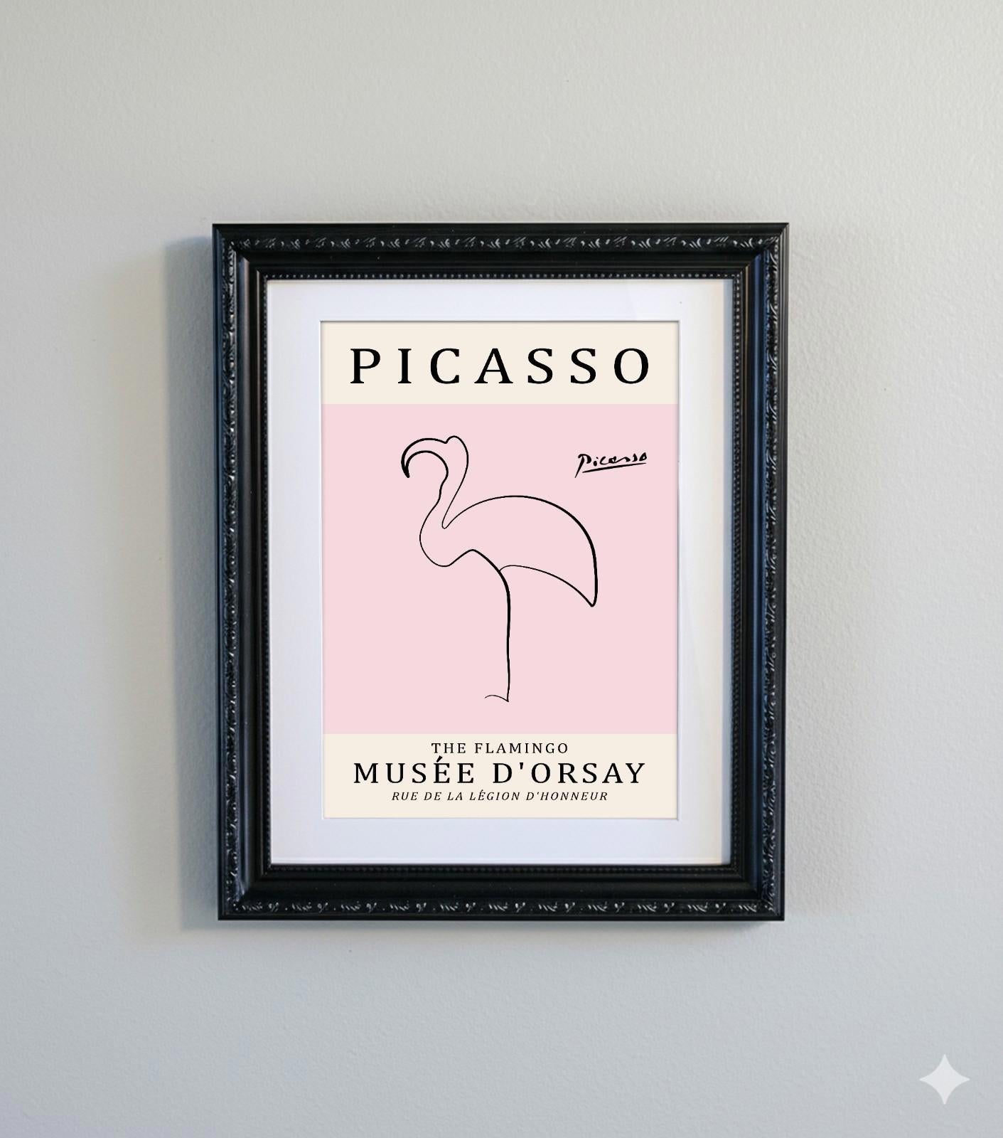 Picasso Abstract Line Art Black Ornate Frame Minimalist
