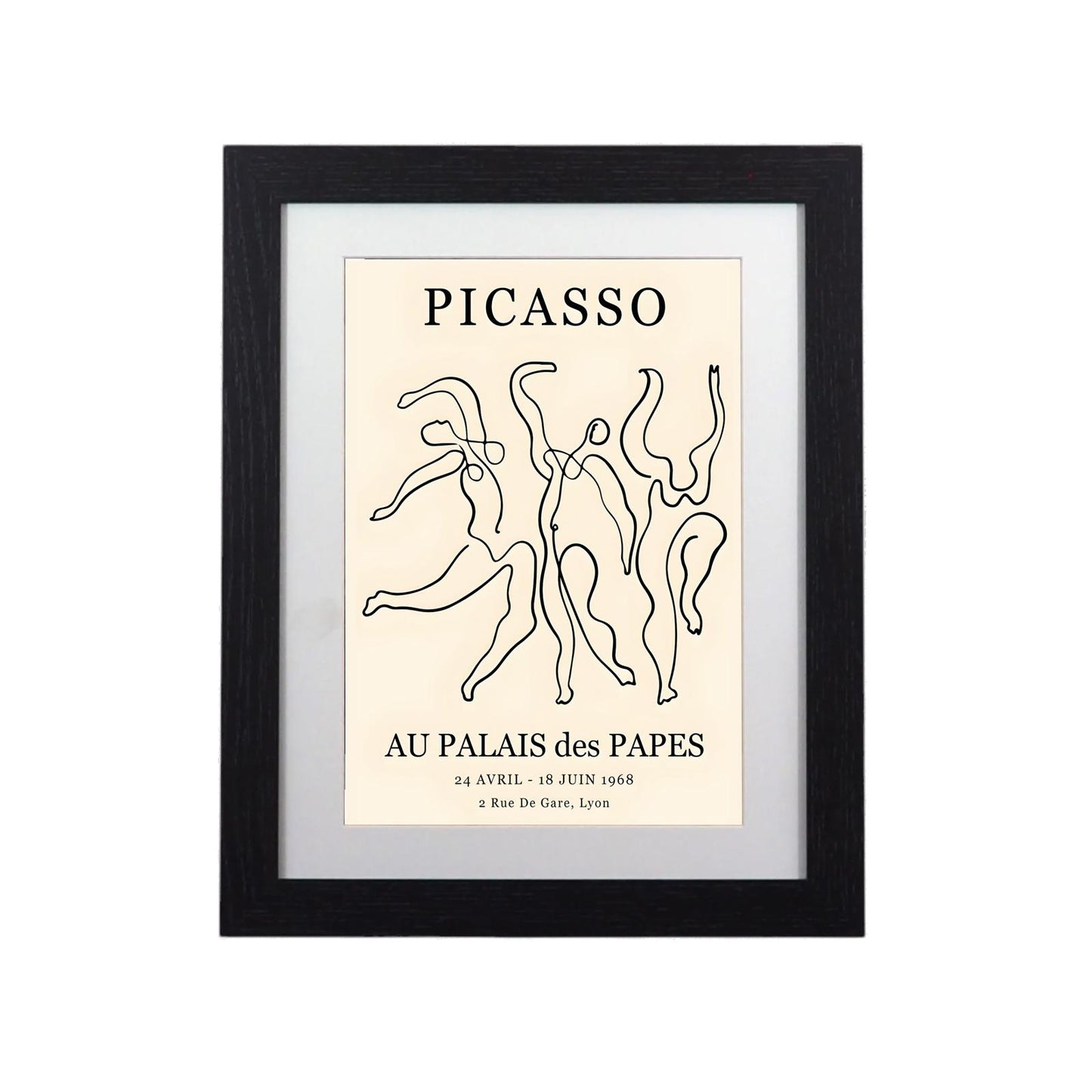 Picasso Dancers Exhibition Framed Print 11"x14" - Minimalist Art Print for Elegant Decor