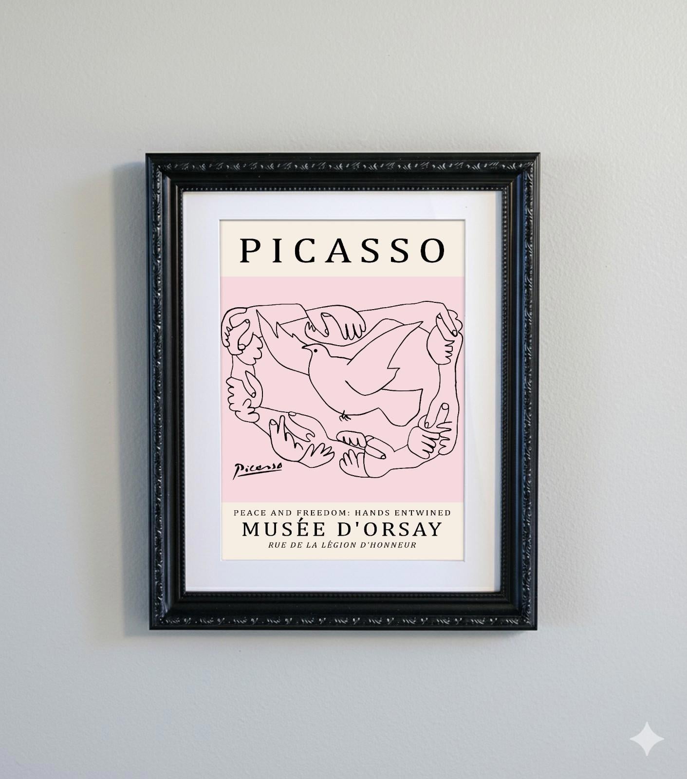 Picasso Abstract Line Art Black Ornate Frame Minimalist