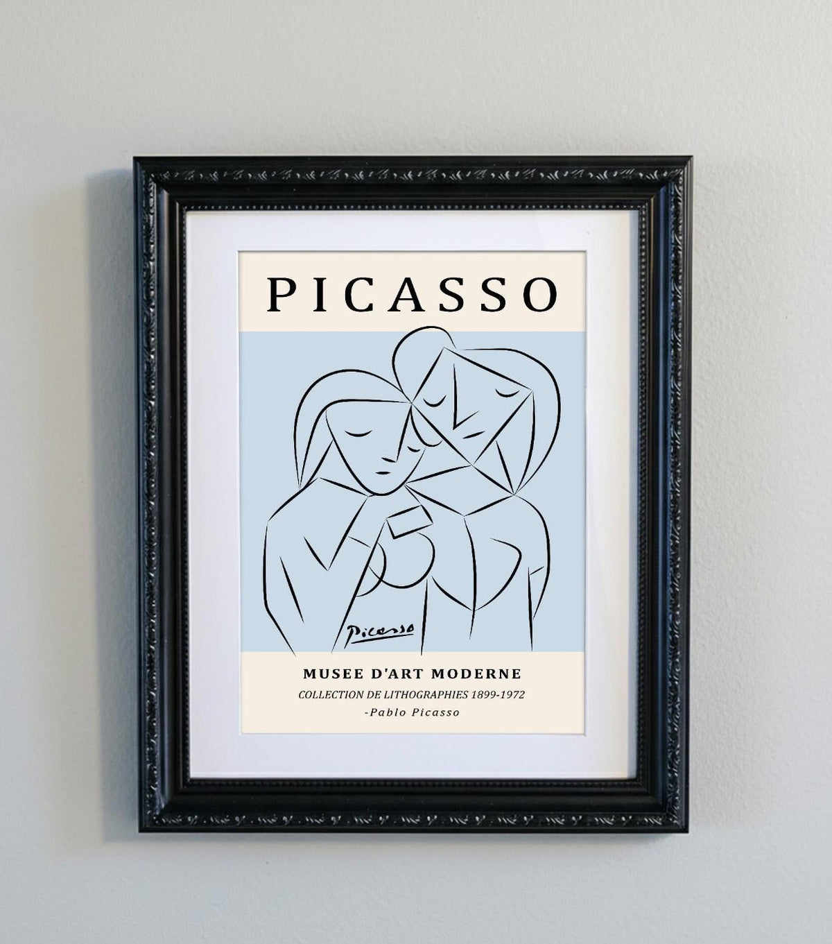 Picasso Abstract Line Art Black Ornate Frame Minimalist