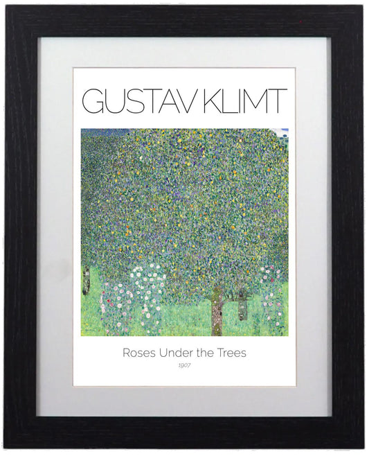 Framed Art Print Roses Under the Trees by Gustav Klimt - 11"x14" Frame, A4 Print