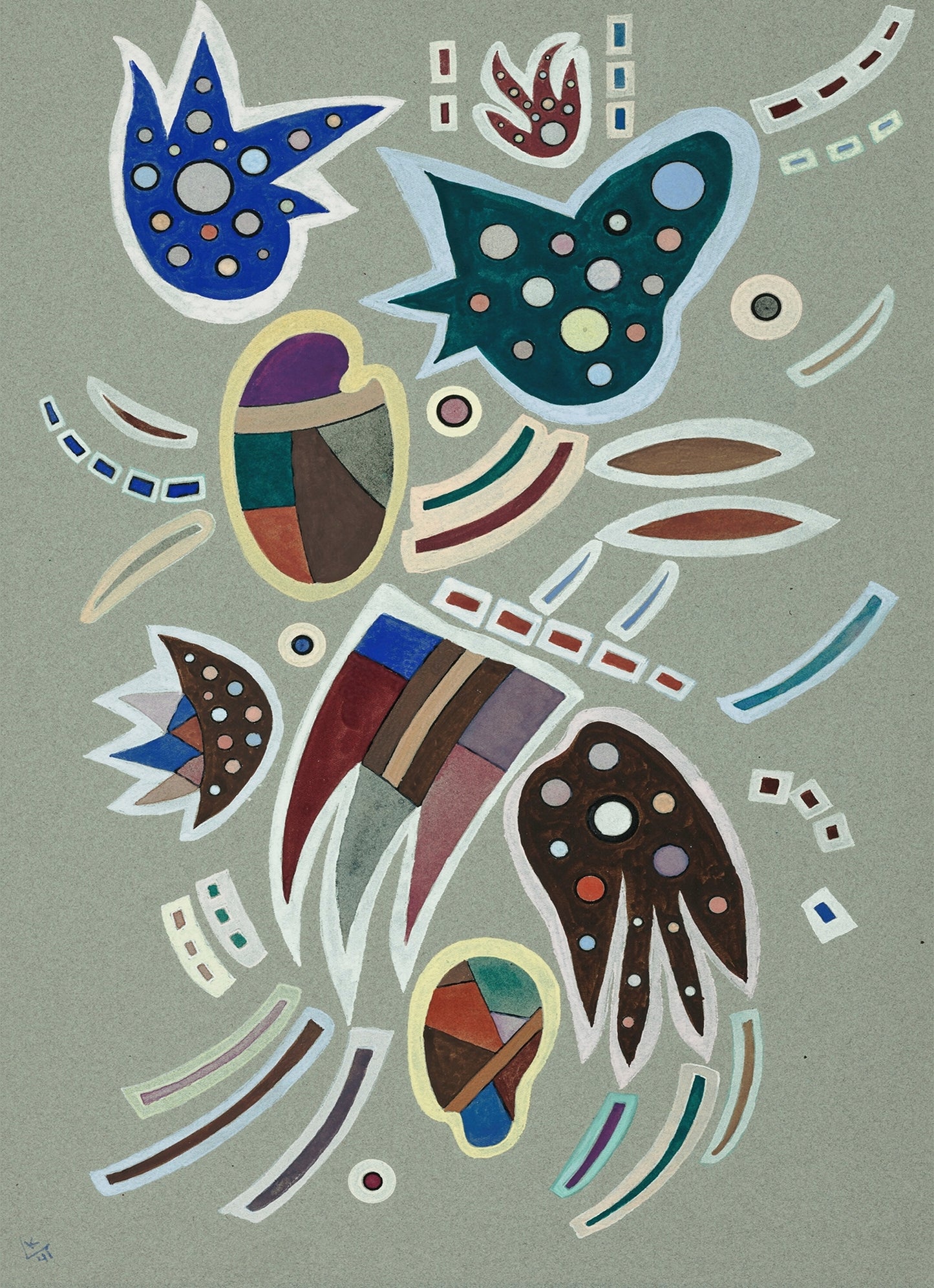 Biomorphic Floating Forms, Wassily Kandinsky