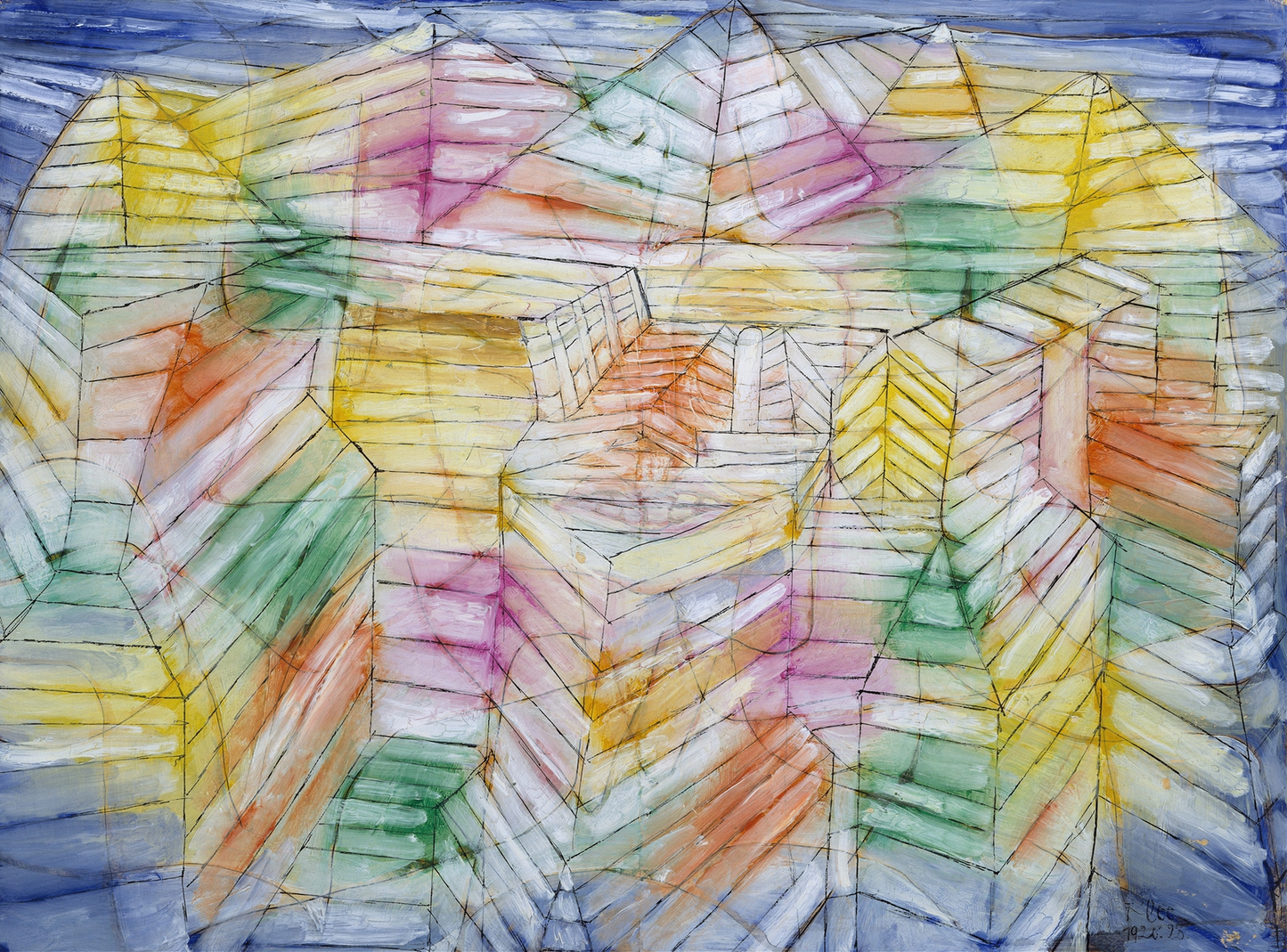 Paul Klee Abstract Art Print – Theater Mountain Construction 1920