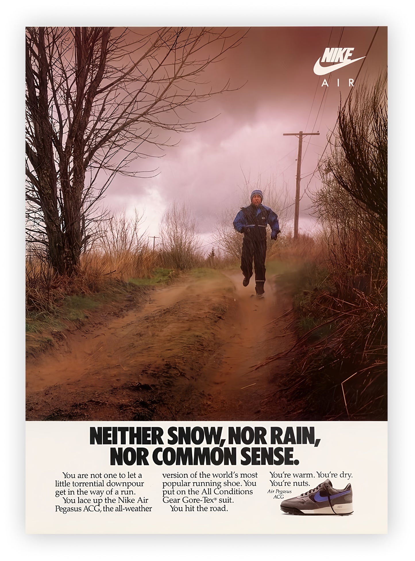 Vintage Nike ACG Poster – Neither Snow Nor Rain Pegasus Heritage Print