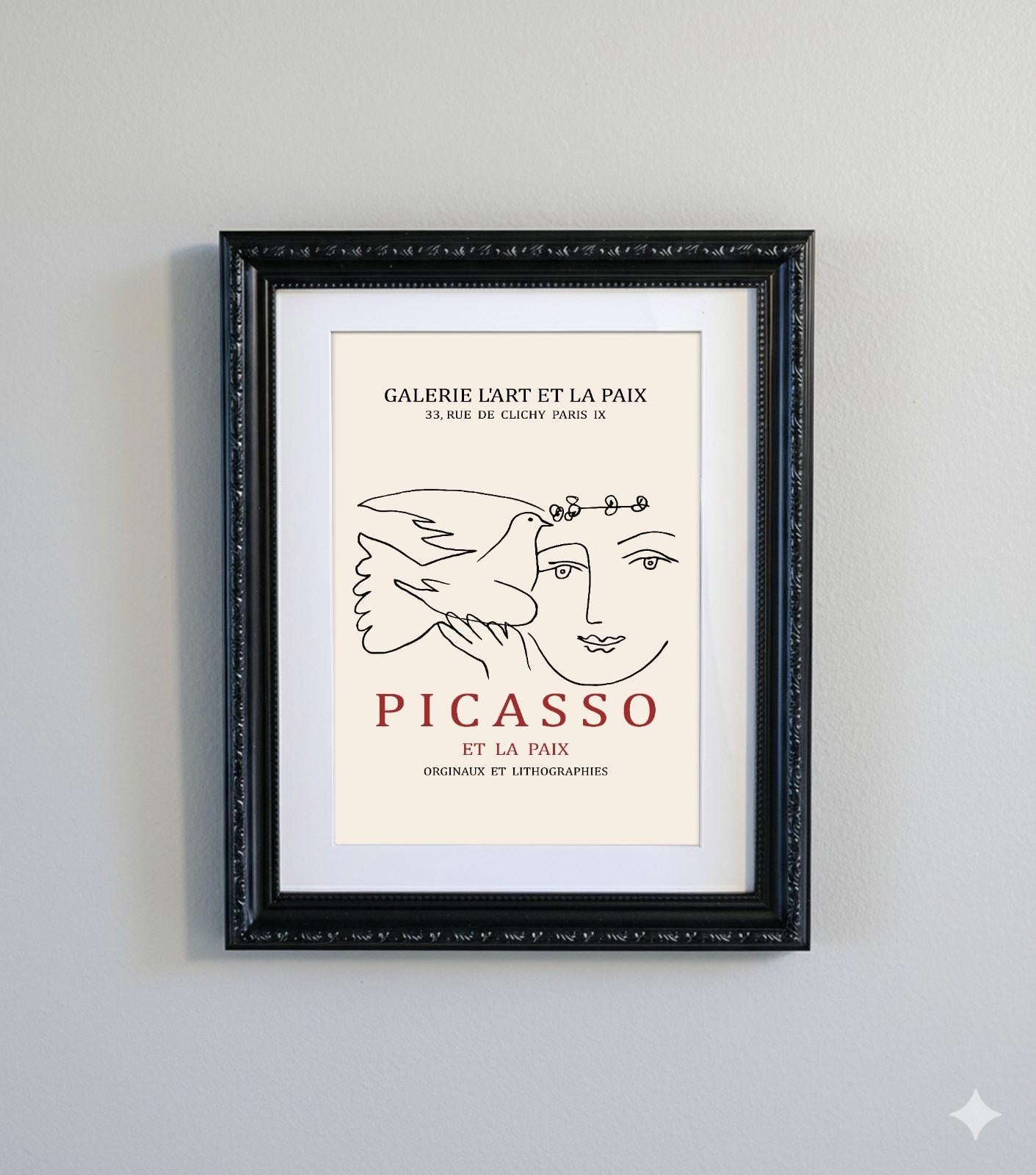 Picasso Abstract Line Art Black Ornate Frame Minimalist