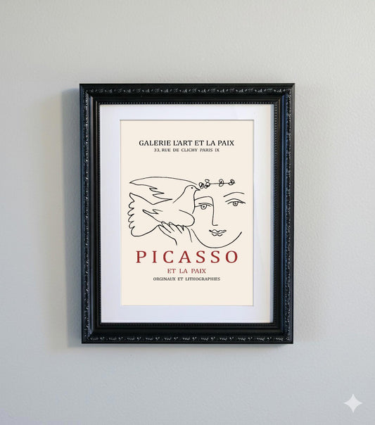 Picasso Abstract Line Art Black Ornate Frame Minimalist