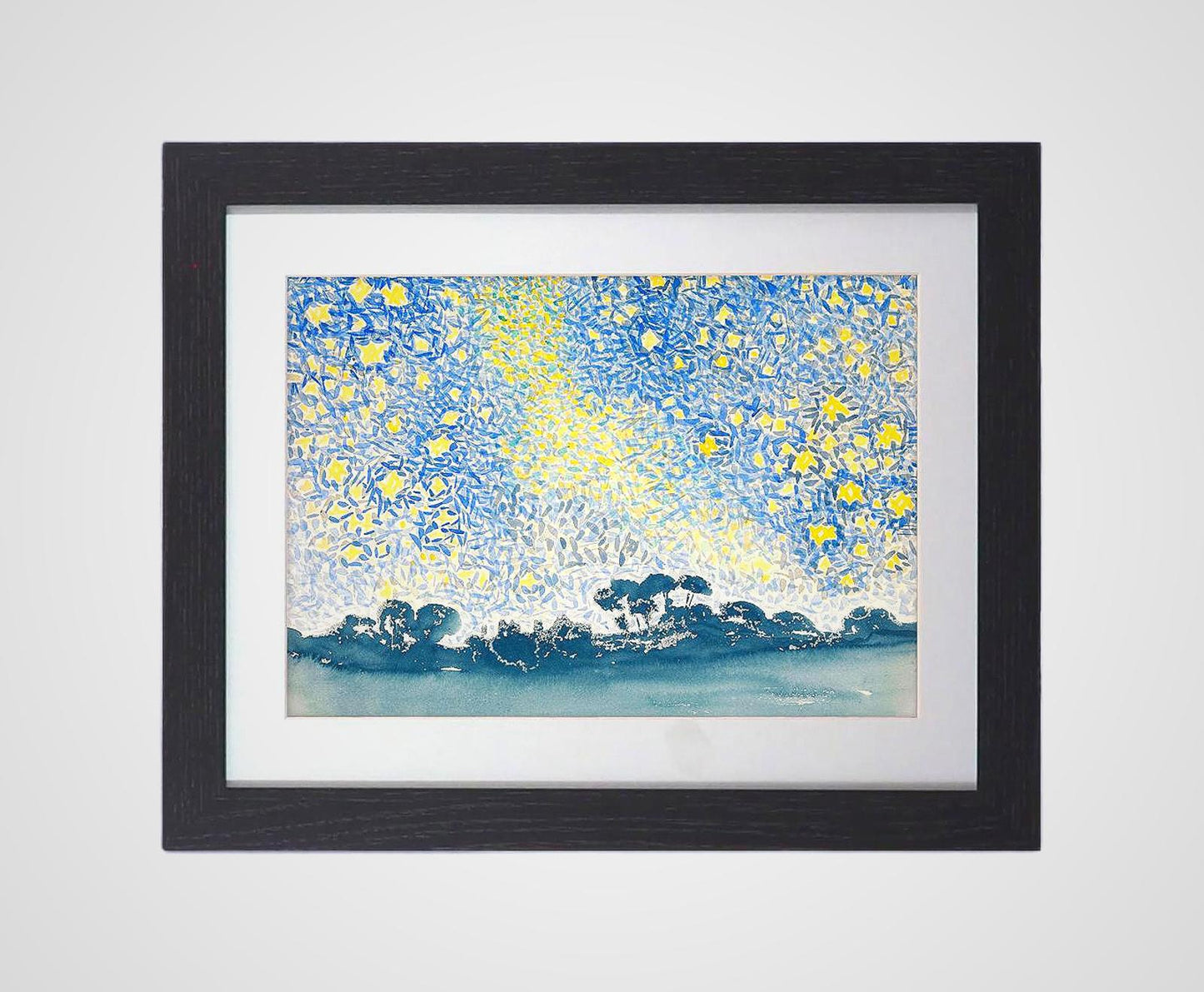 Framed Art Print Starry Night over Trees 11"x14" Black Frame