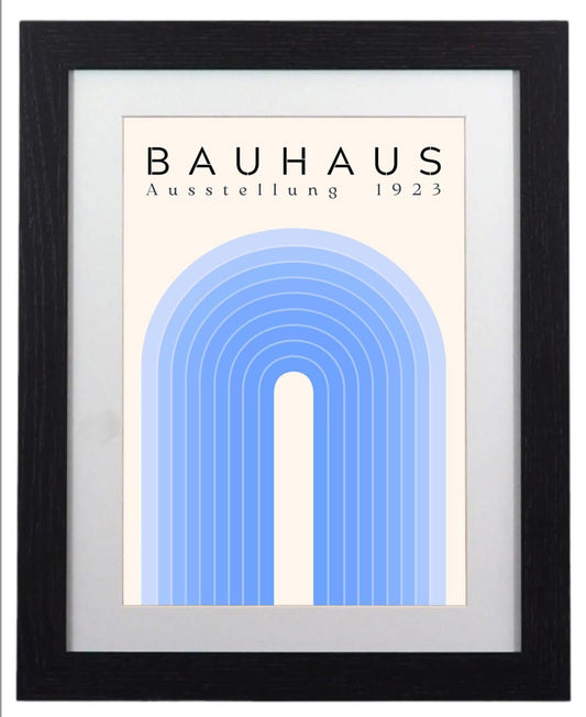 Bauhaus 1923 Exhibition Poster – Framed Modern Art Print with Serene Blue Arches