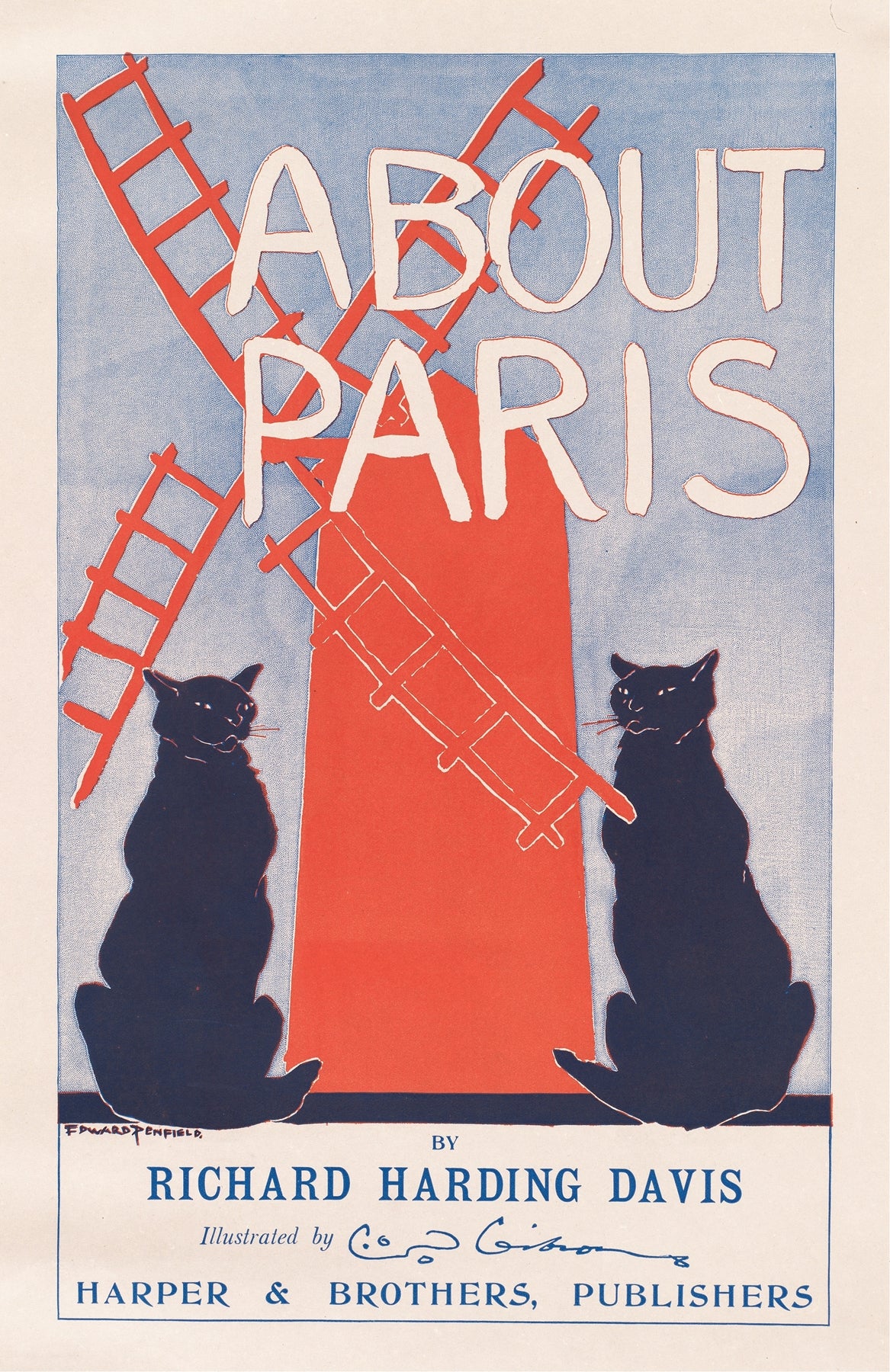 Original artwork Edward Penfield About Paris vintage poster print