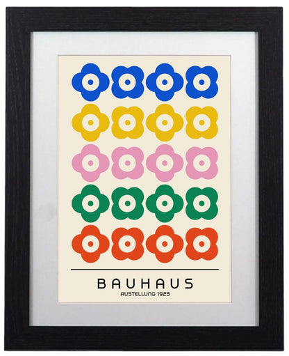 Bauhaus Inspired Floral Art Print: Modernist Blooms, Framed & Ready to Hang