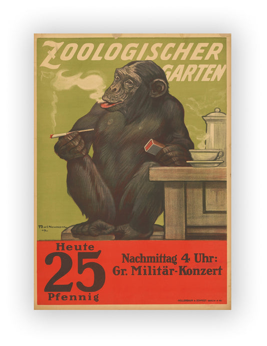 Vintage Berlin Zoo Poster Prints – Retro German Zoological Gorilla Print