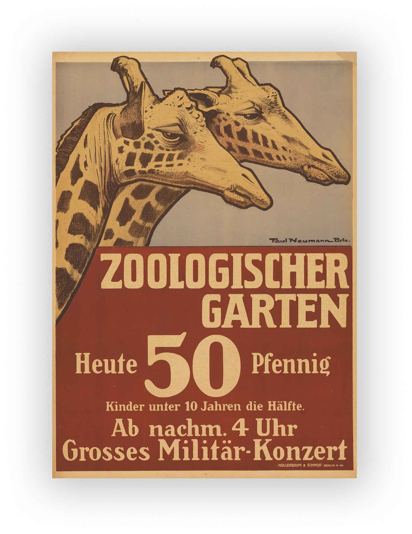 Vintage Berlin Zoo Poster Prints – Retro German Zoological Giraffe Print