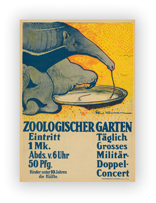 Vintage Berlin Zoo Poster Prints – Retro German Zoological Ant Eater Print