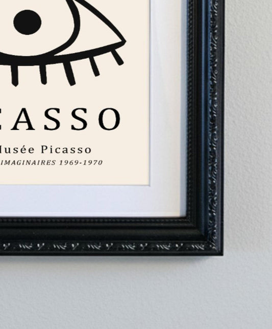 Picasso Abstract Line Art Black Ornate Frame Minimalist