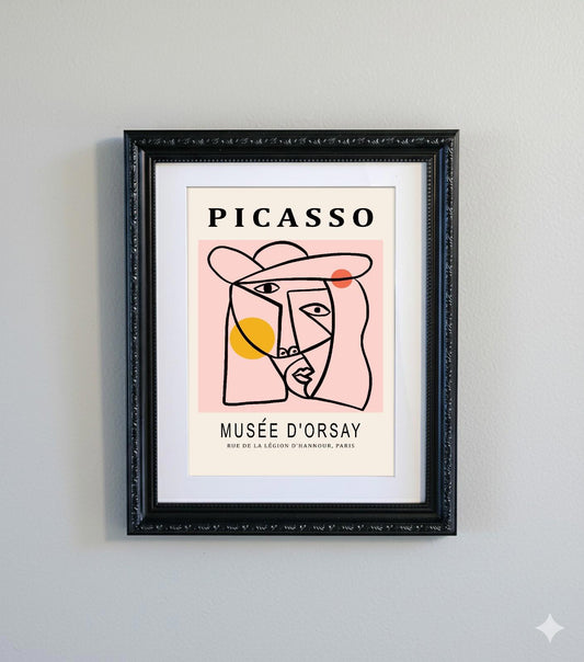 Picasso Abstract Line Art Black Ornate Frame Minimalist